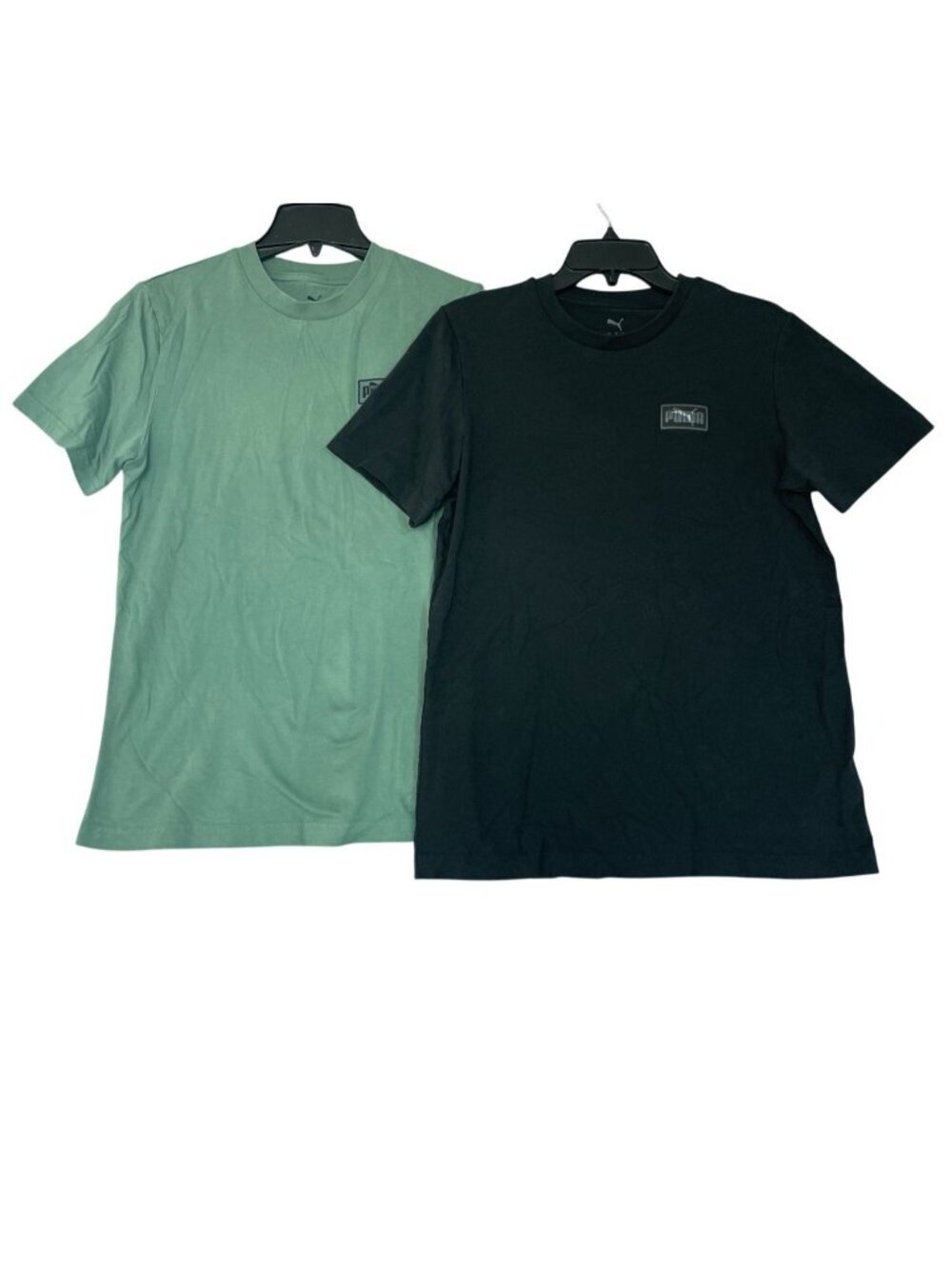 PUMA 2-Pack  Men's S T-Shirt  Black Green Short Sleeve Cotton